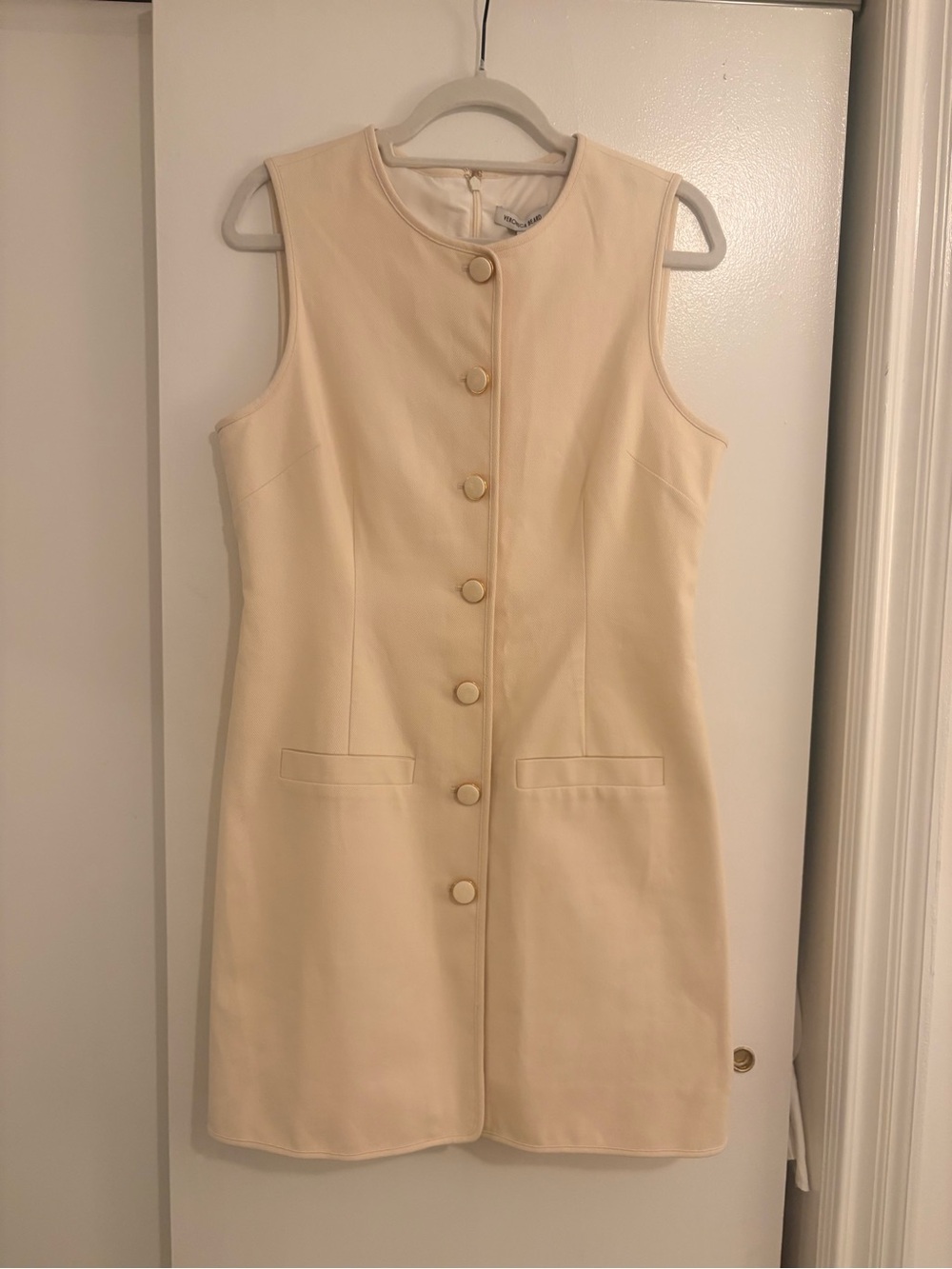 Veronica Beard Cream Sleeveless Button-Front Mini Dress